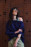 Top Reflet Lino Azul