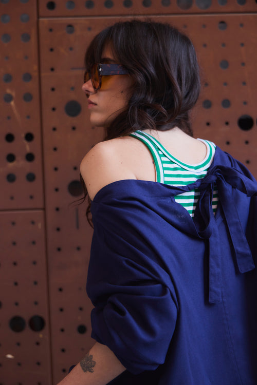 Top Reflet Lino Azul