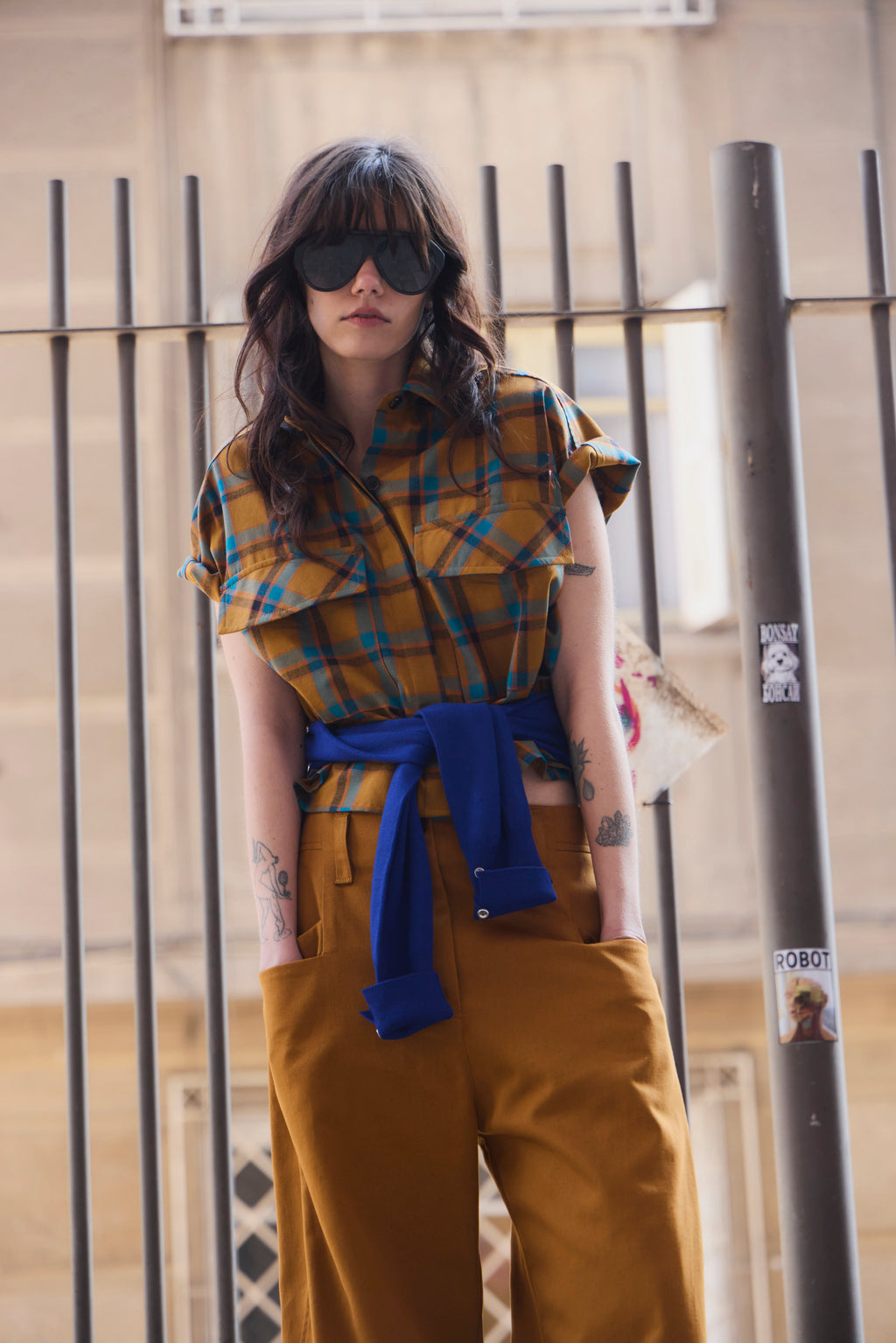 Blusa Sel Bla Escocés Mostaza
