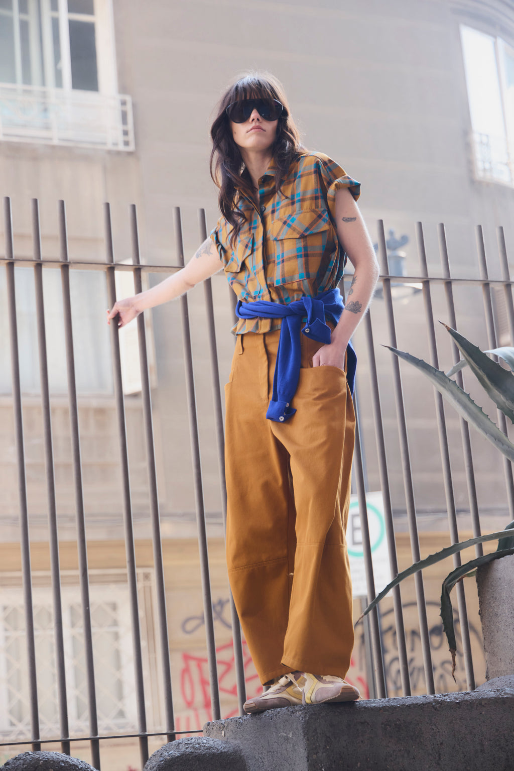 Blusa Sel Bla Escocés Mostaza