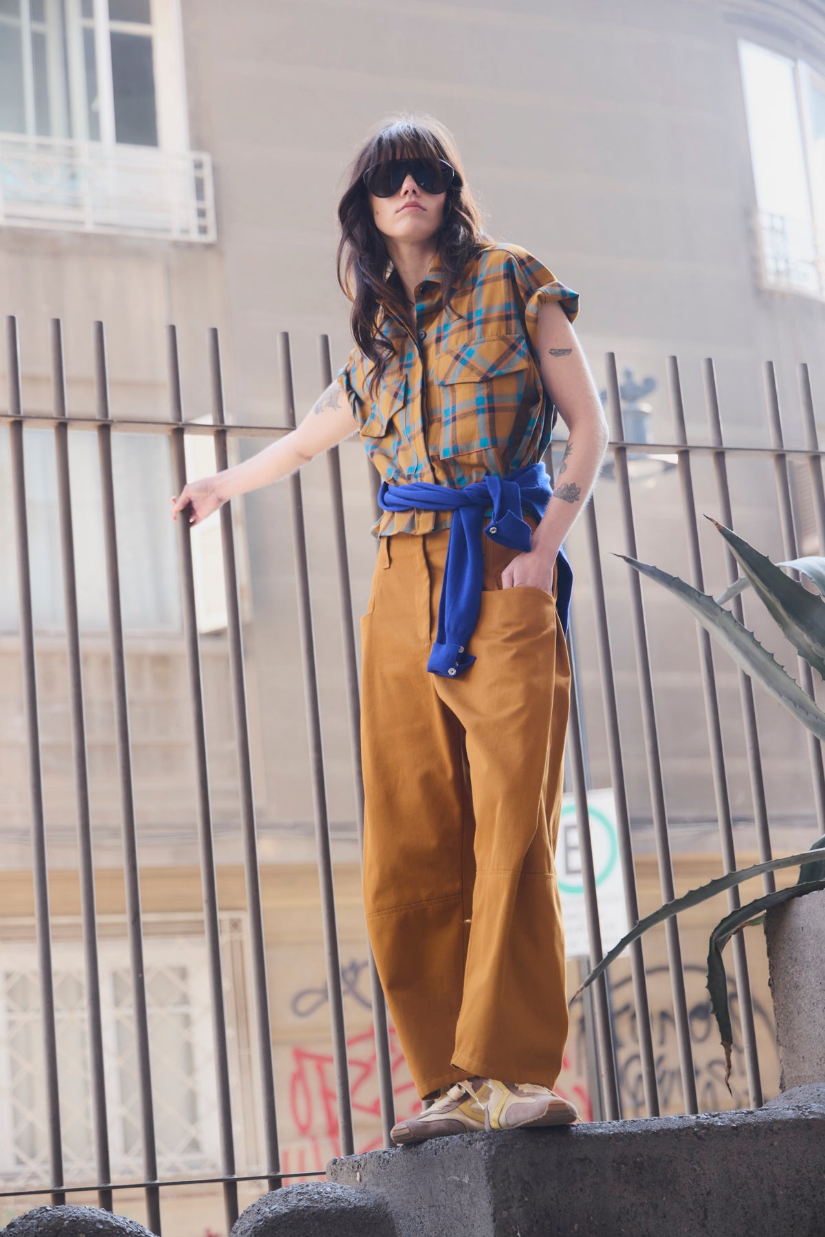 Blusa Sel Bla Escocés Mostaza