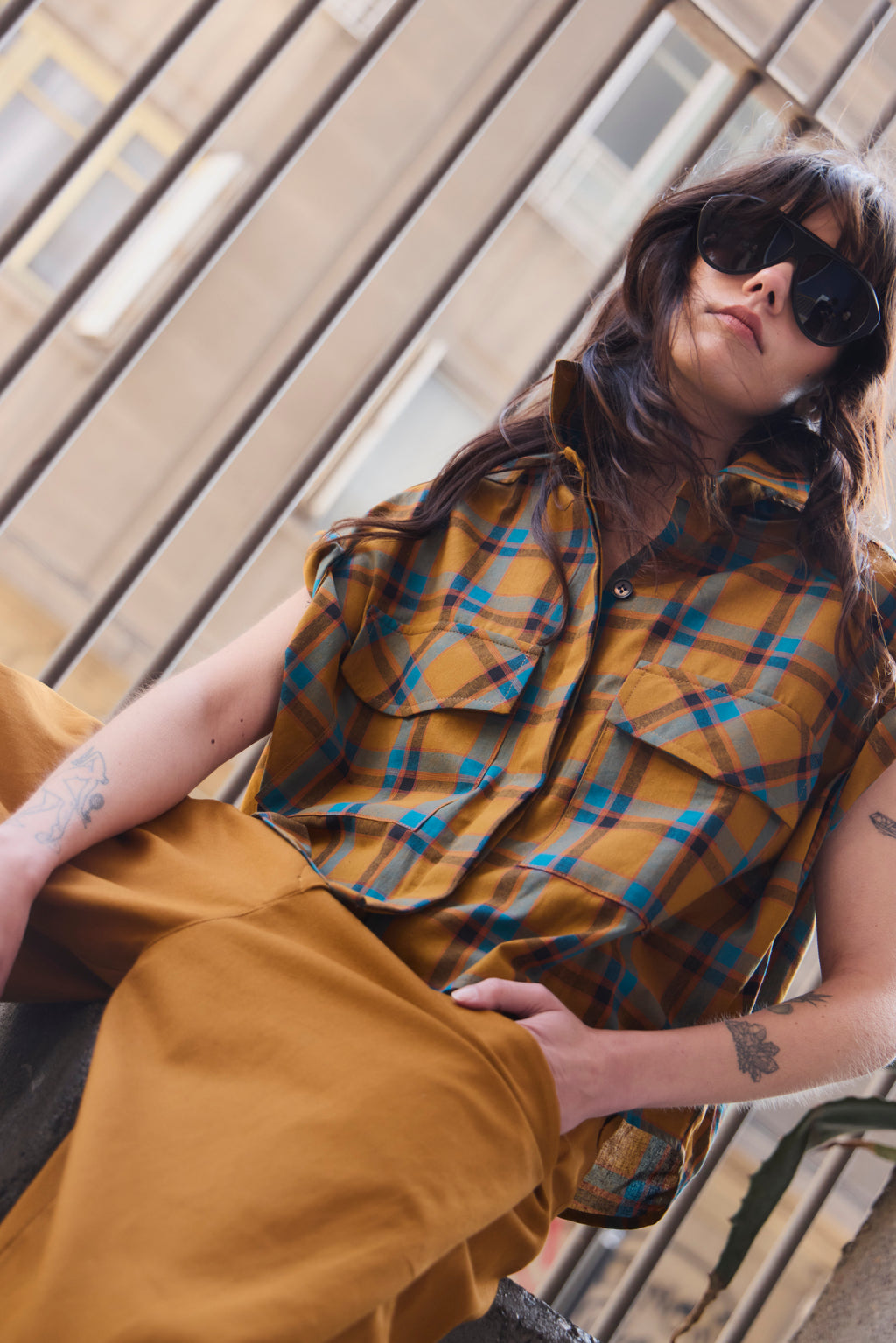 Blusa Sel Bla Escocés Mostaza