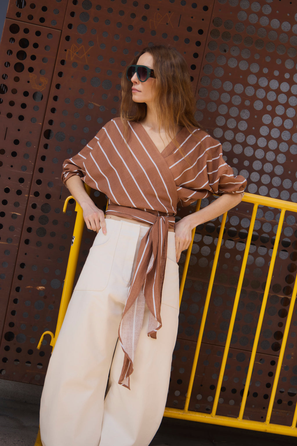 Kimono Capitaine 100% Algodón Listado Camel