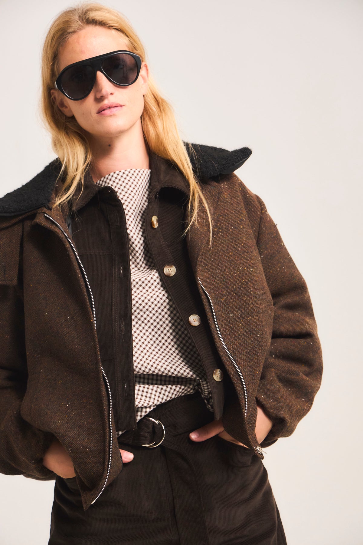 Chaqueta Bomber Desinte Lana Salpimienta Café