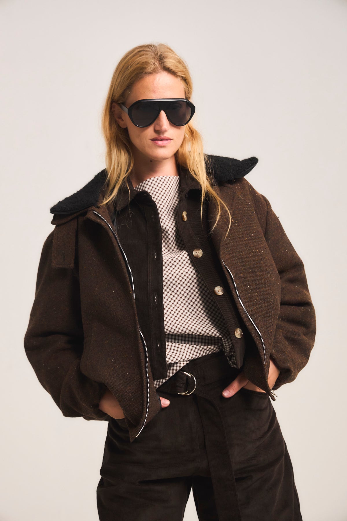 Chaqueta Bomber Desinte Lana Salpimienta Café
