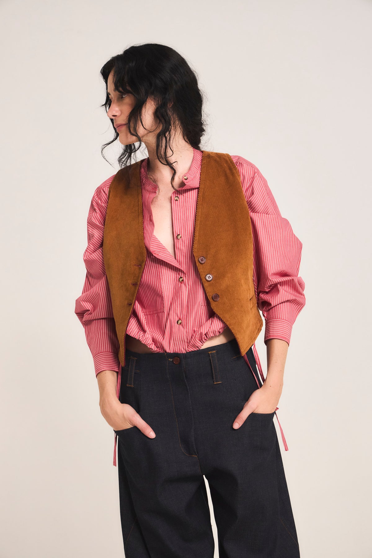 Gilet Reversible Kingstone Cotelé Camel/Burdeo
