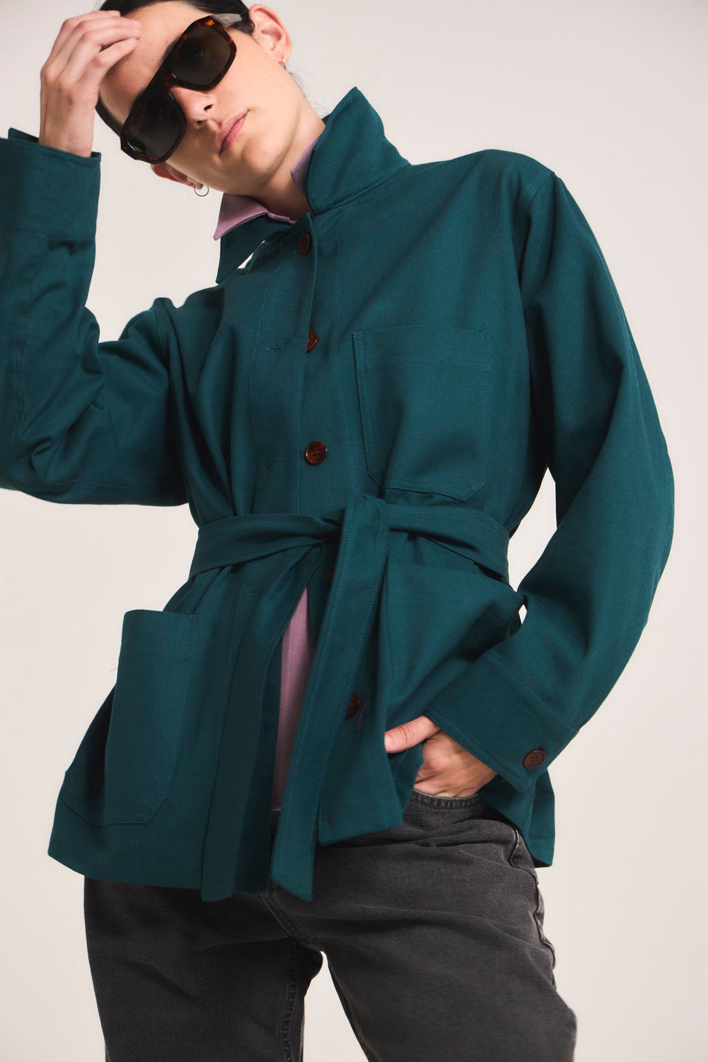 Chaqueta Casbah 100% Algodón Verde Petróleo