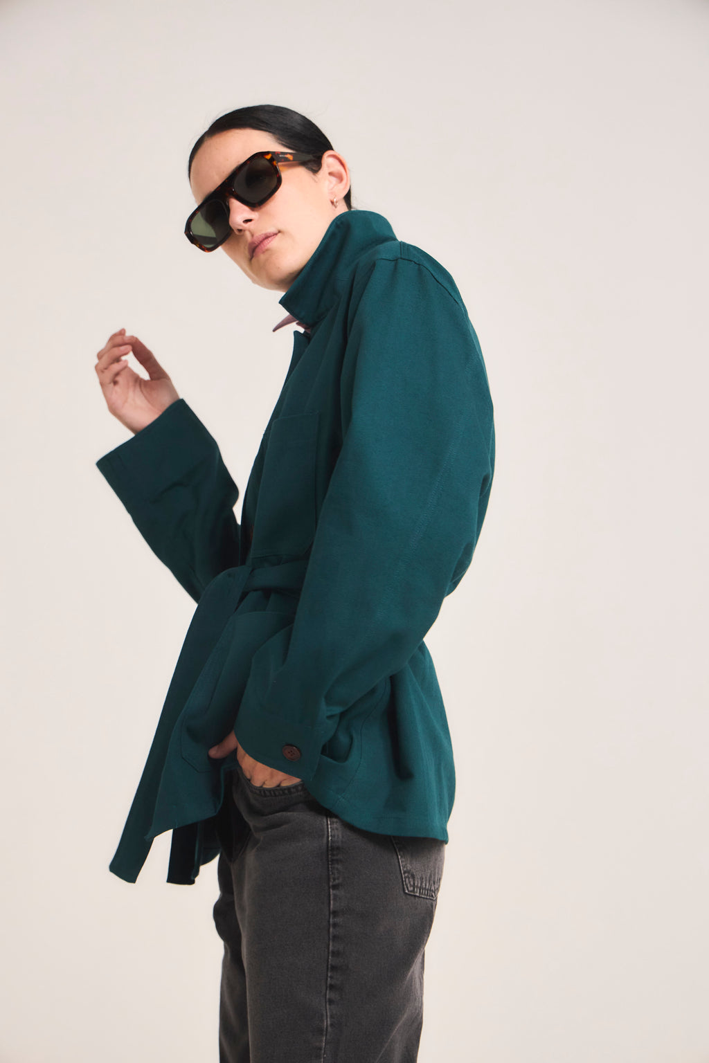Chaqueta Casbah 100% Algodón Verde Petróleo