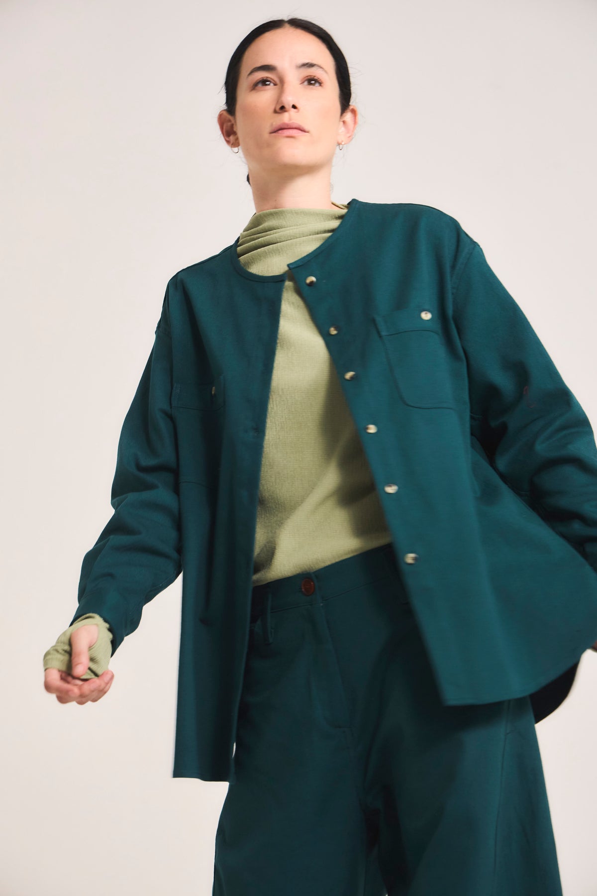 Sobrecamisa Doute 100% Algodón Verde Petróleo