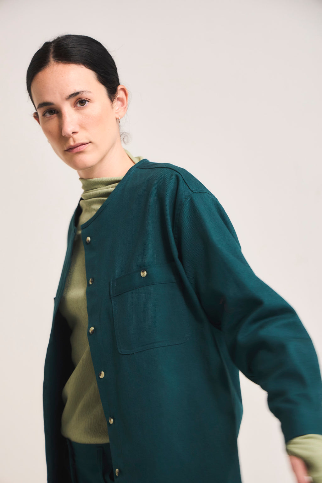 Sobrecamisa Doute 100% Algodón Verde Petróleo