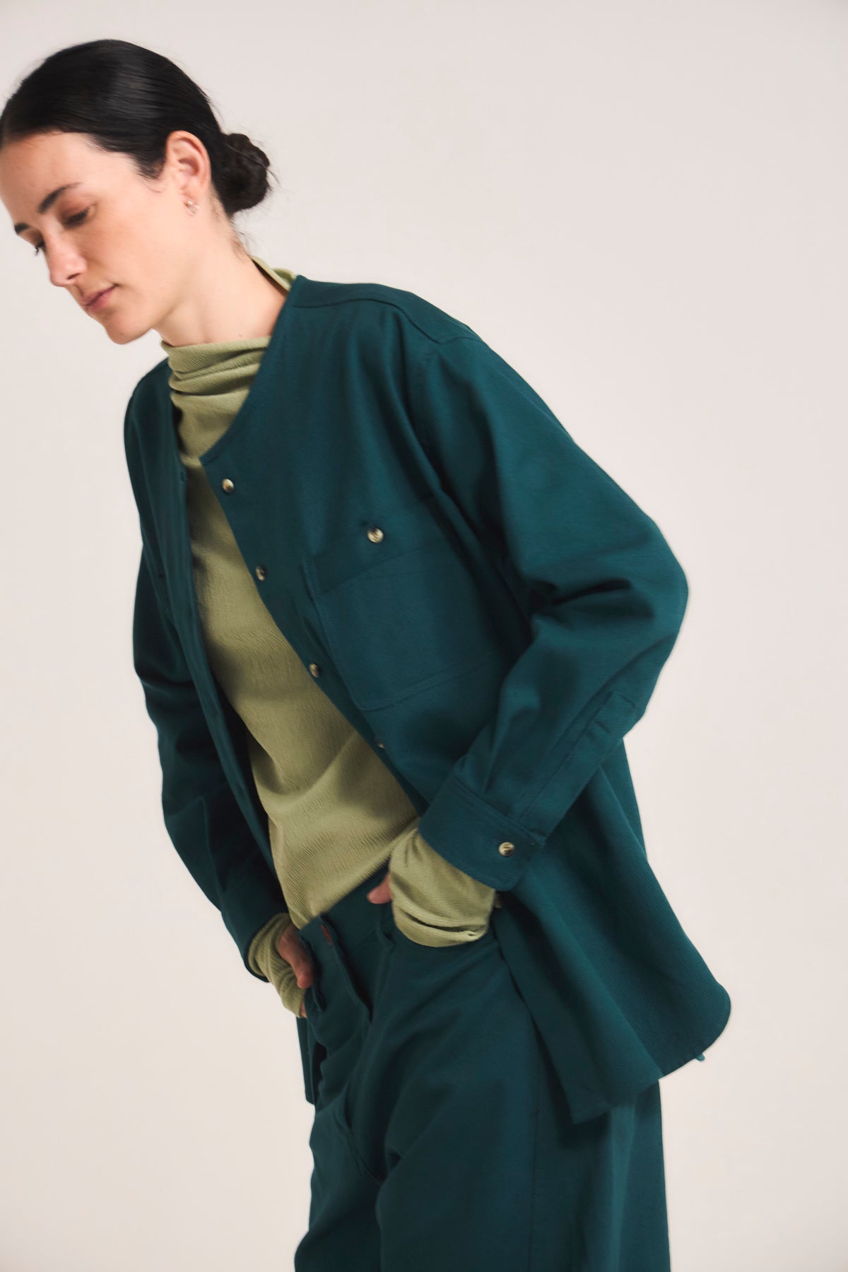 Sobrecamisa Doute 100% Algodón Verde Petróleo