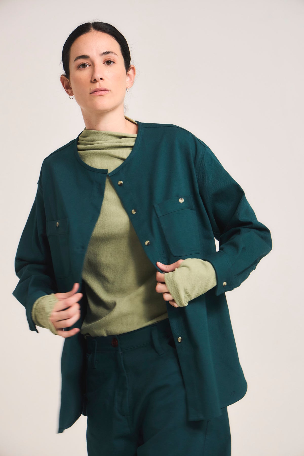 Sobrecamisa Doute 100% Algodón Verde Petróleo
