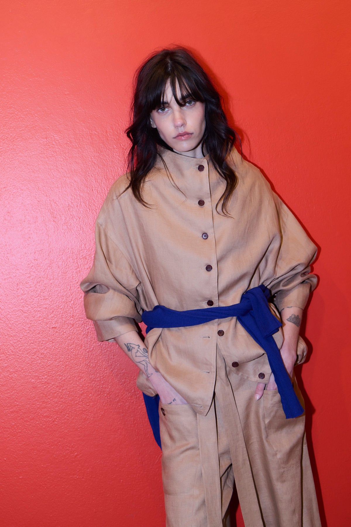 Bomber Nacre 100% Lino Camel