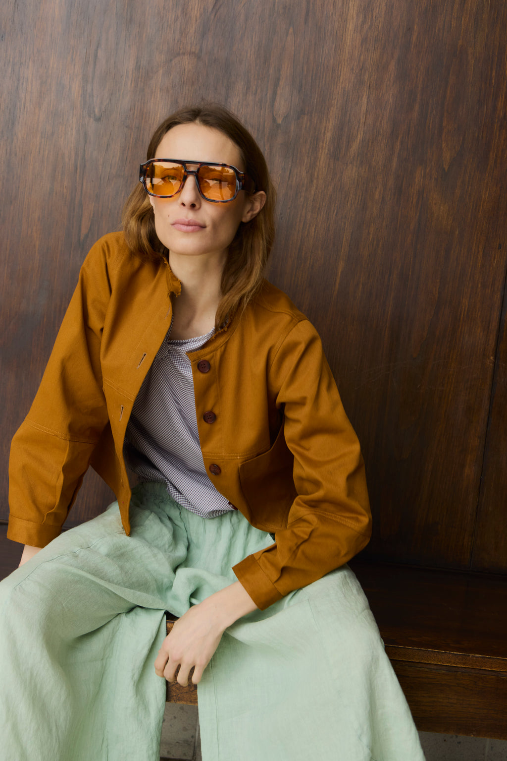 Chaqueta Effiloche Denim Camel
