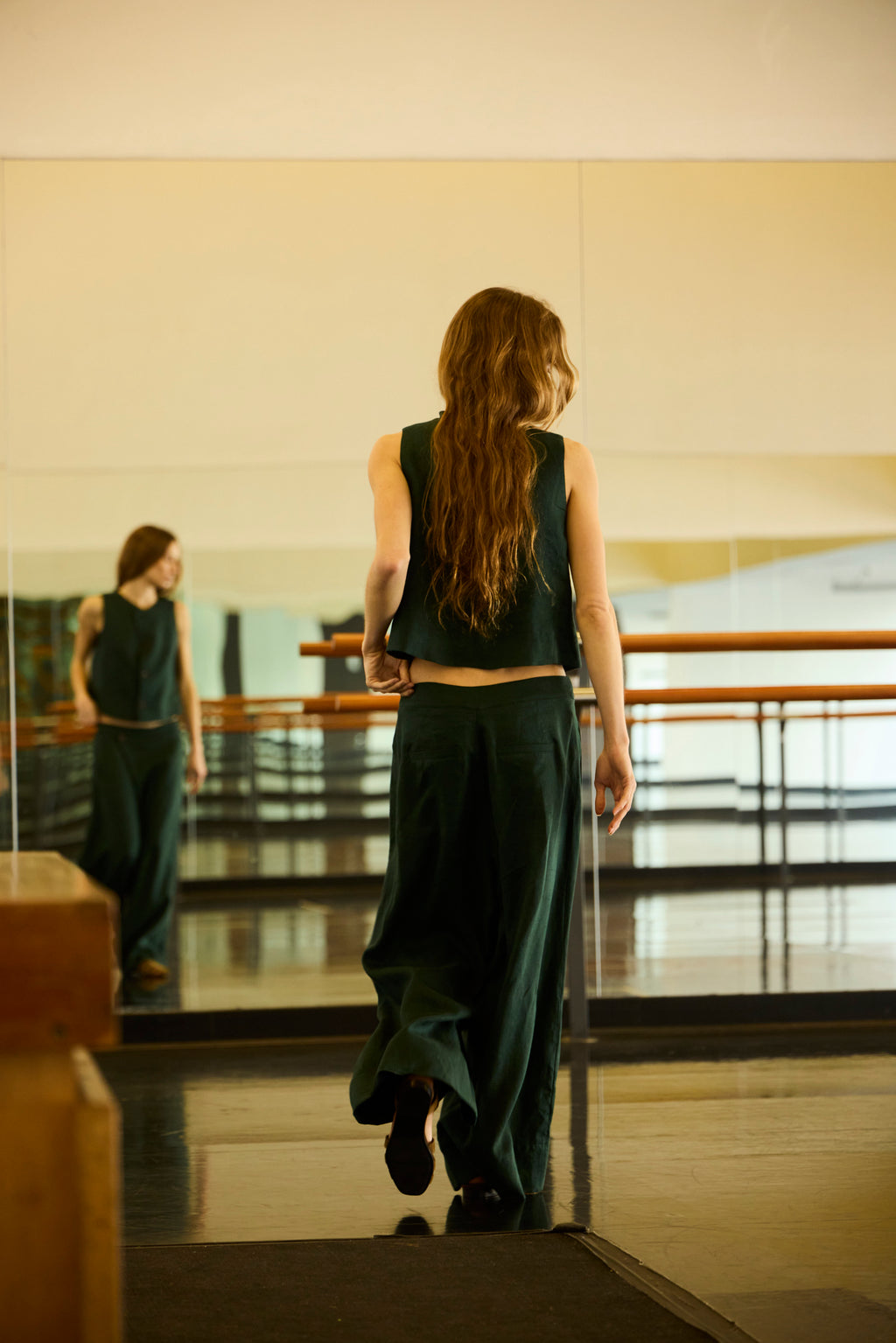 Pantalón Impair 100% Lino Verde Bosque