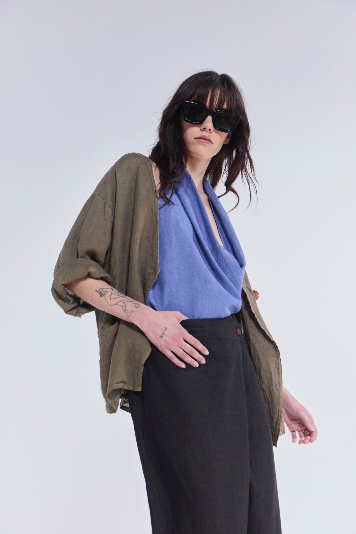 Sobrecamisa Ondulé 100% Lino Verde Musgo
