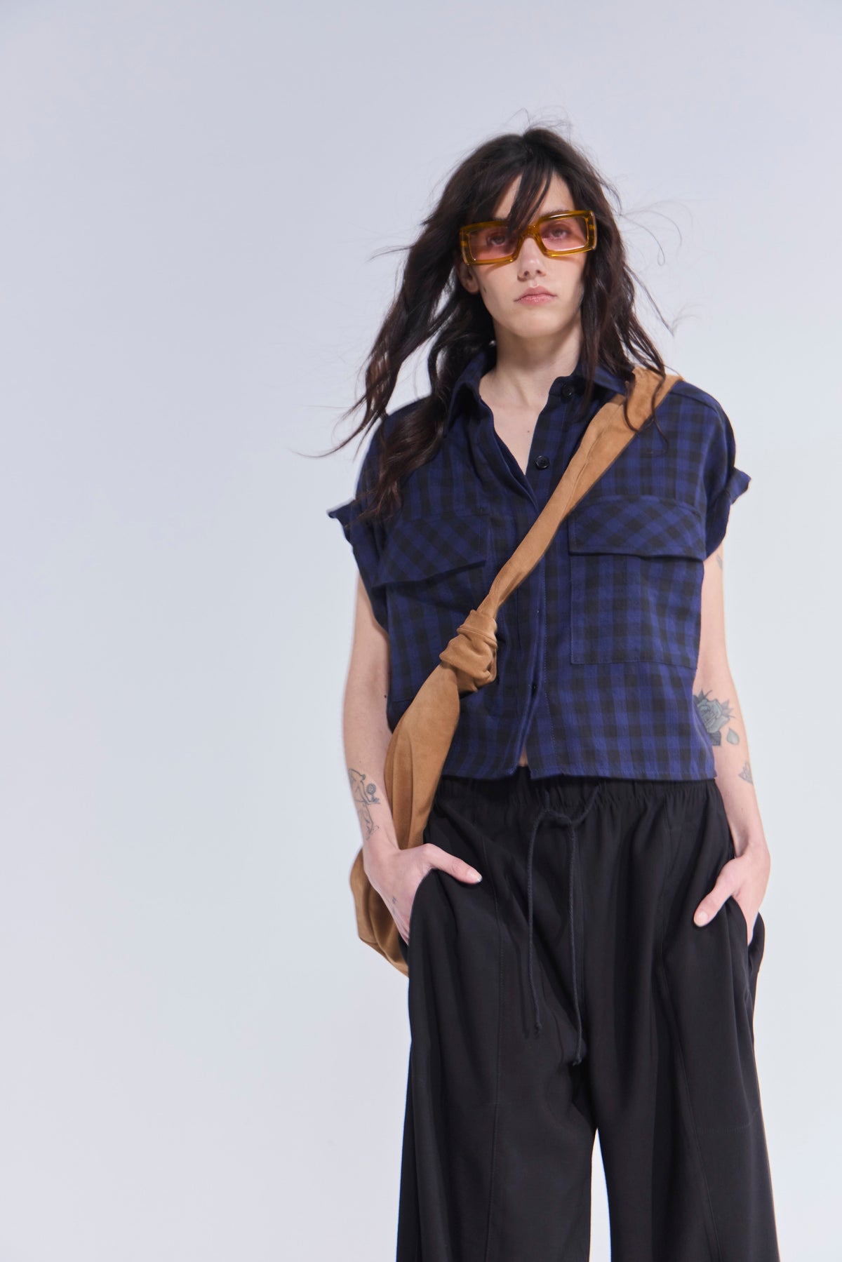 Blusa Sel Bla 100% Algodón Escocés Azul