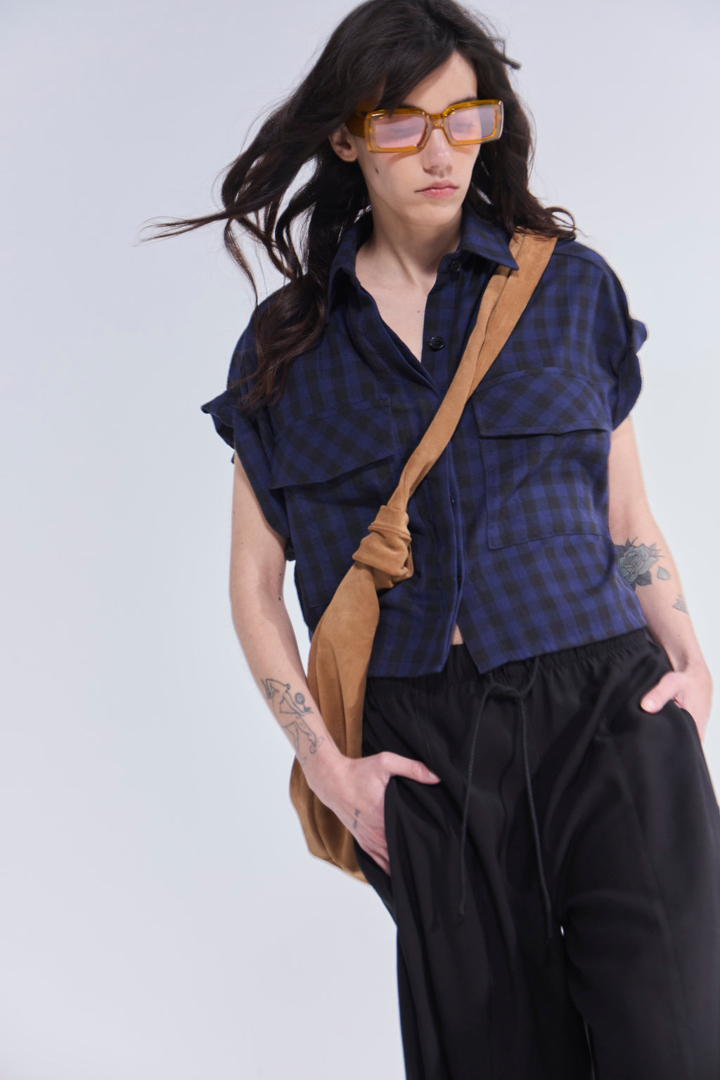 Blusa Sel Bla 100% Algodón Escocés Azul