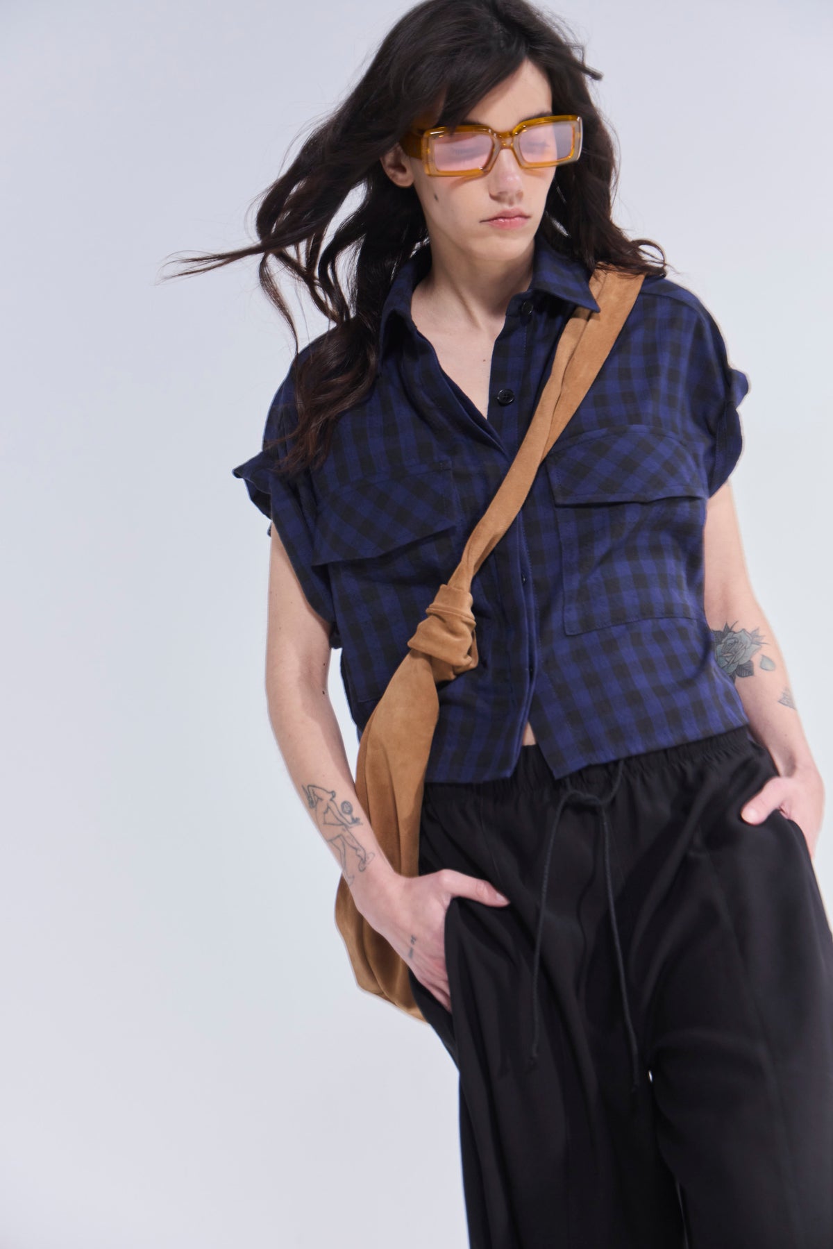 Blusa Sel Bla 100% Algodón Escocés Azul