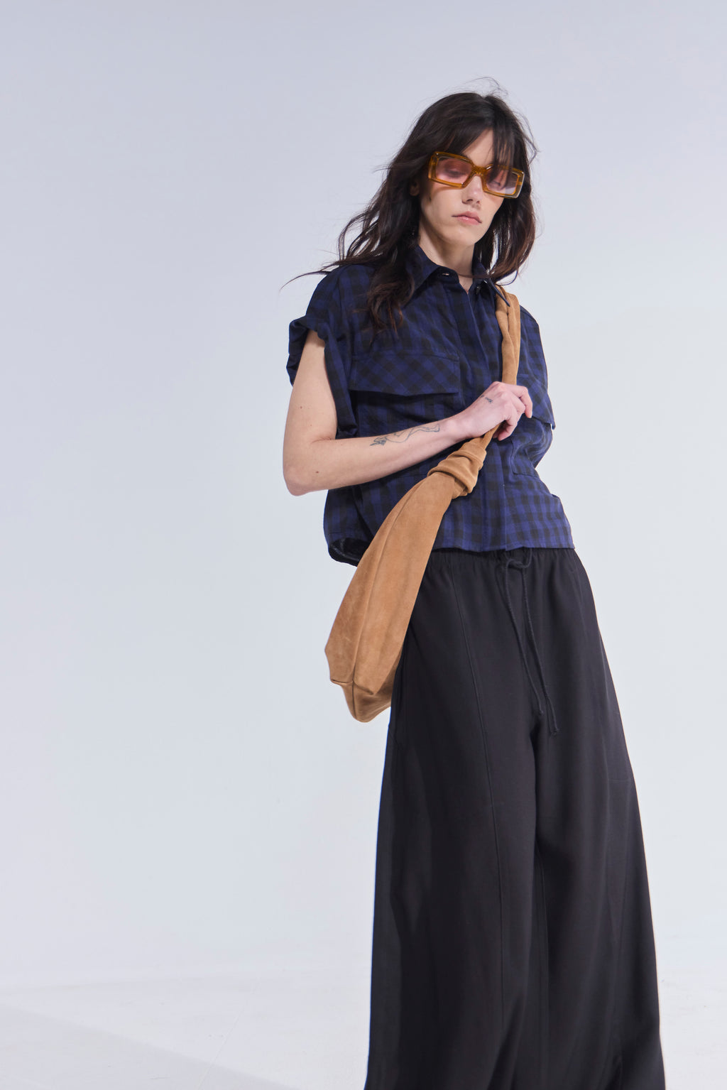 Blusa Sel Bla 100% Algodón Escocés Azul