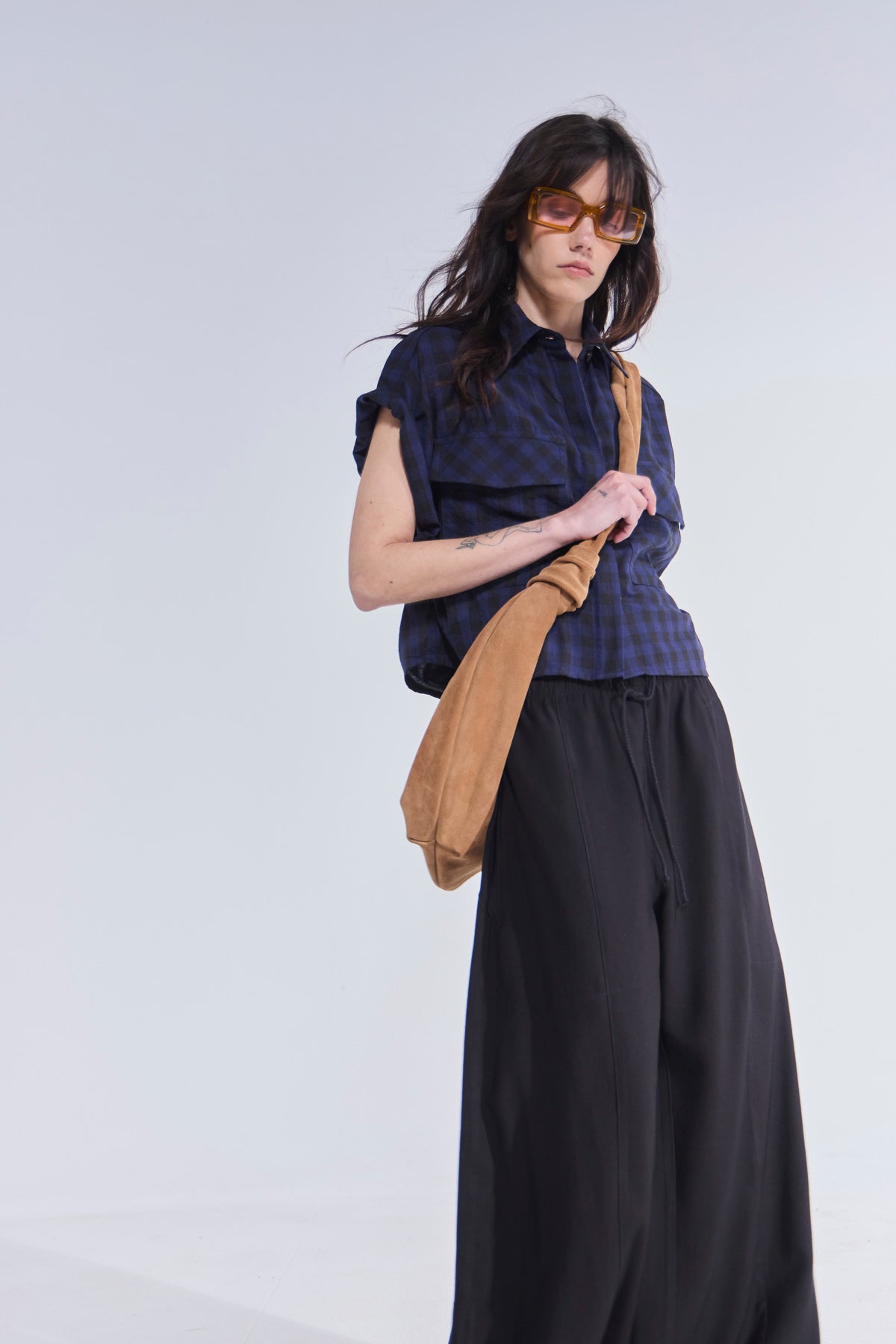Blusa Sel Bla 100% Algodón Escocés Azul