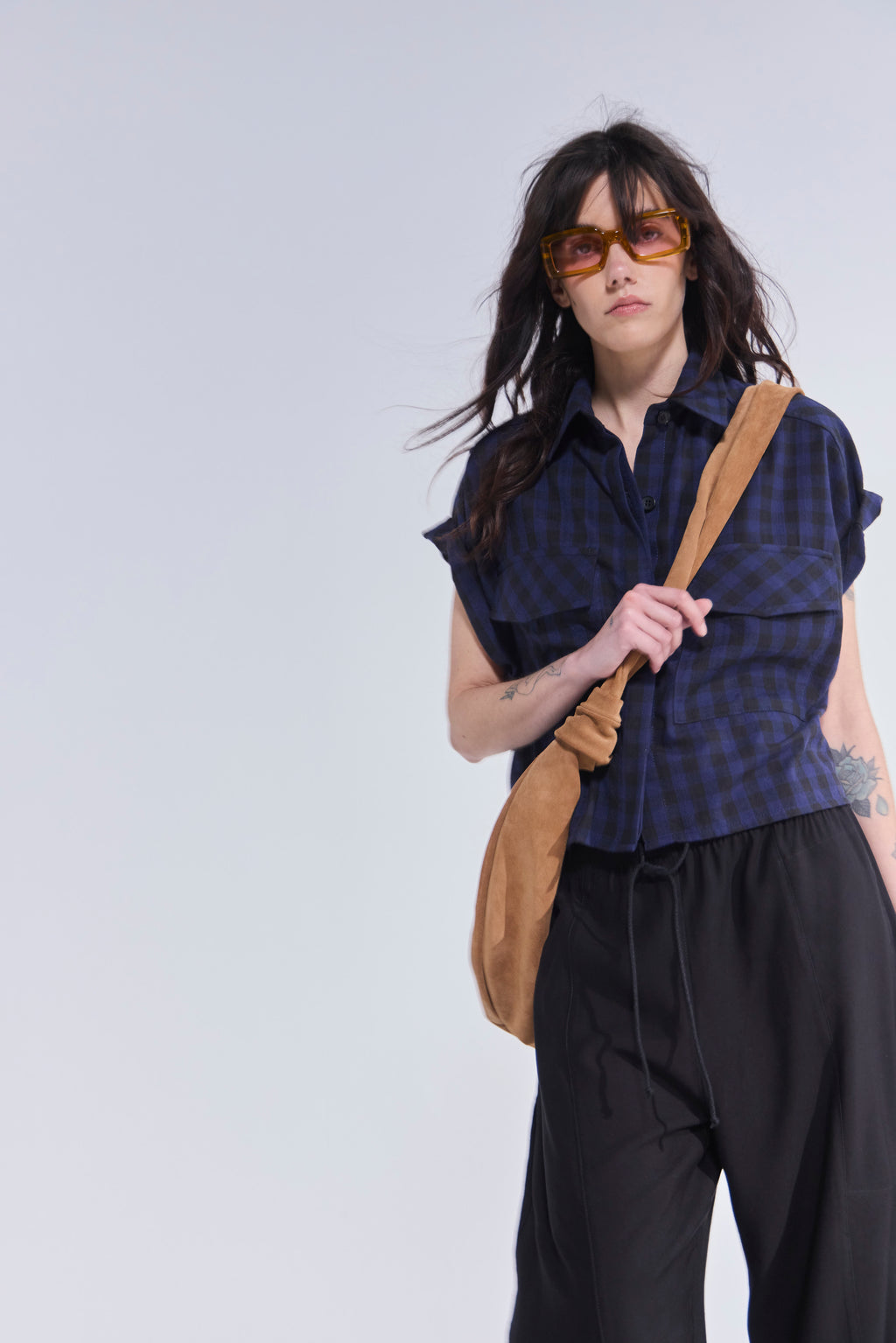 Blusa Sel Bla 100% Algodón Escocés Azul