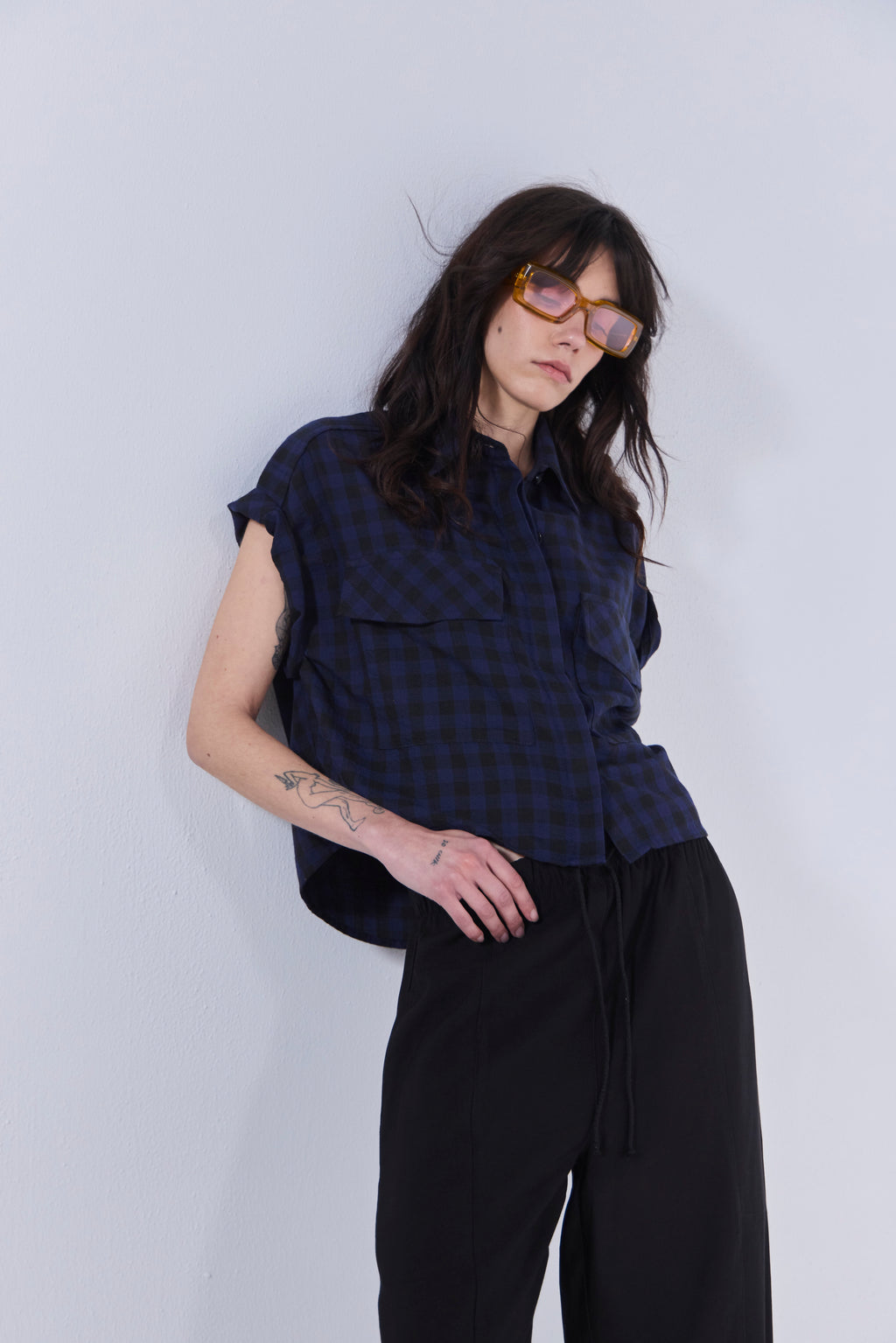 Blusa Sel Bla 100% Algodón Escocés Azul