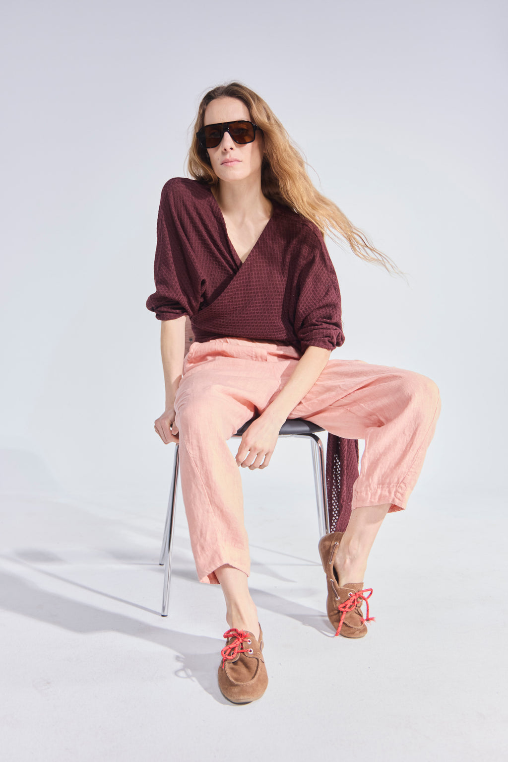 Pantalón Noué 100% Lino Coral