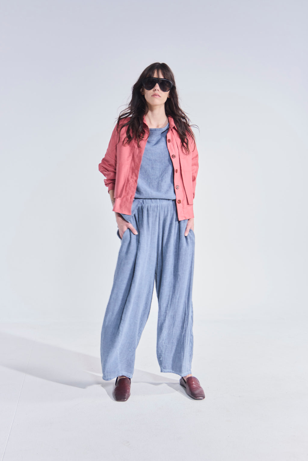 Pantalón Tendu Lino Azul Piedra
