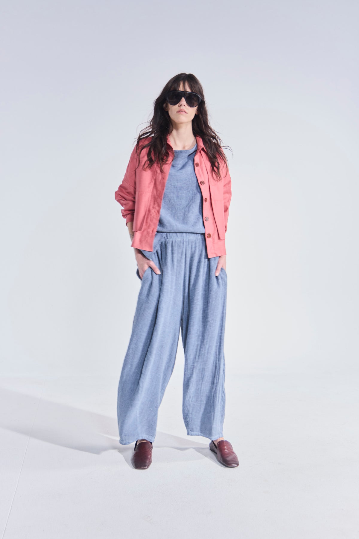 Pantalón Tendu Lino Azul Piedra