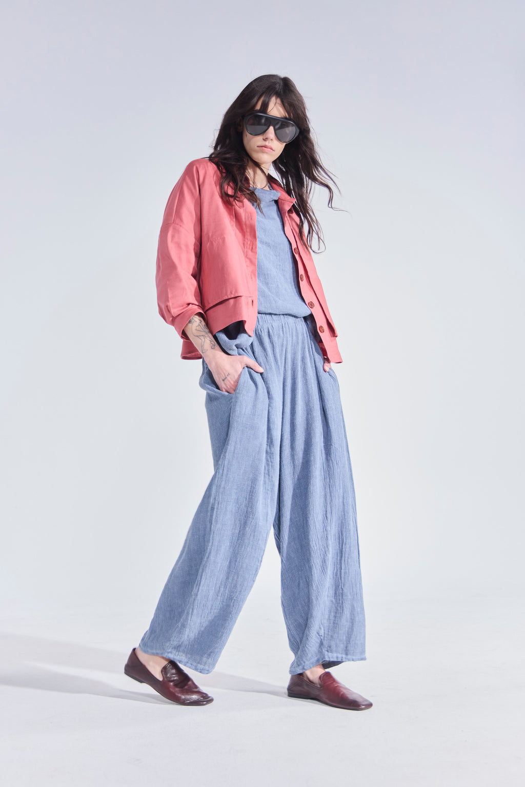 Pantalón Tendu Lino Azul Piedra