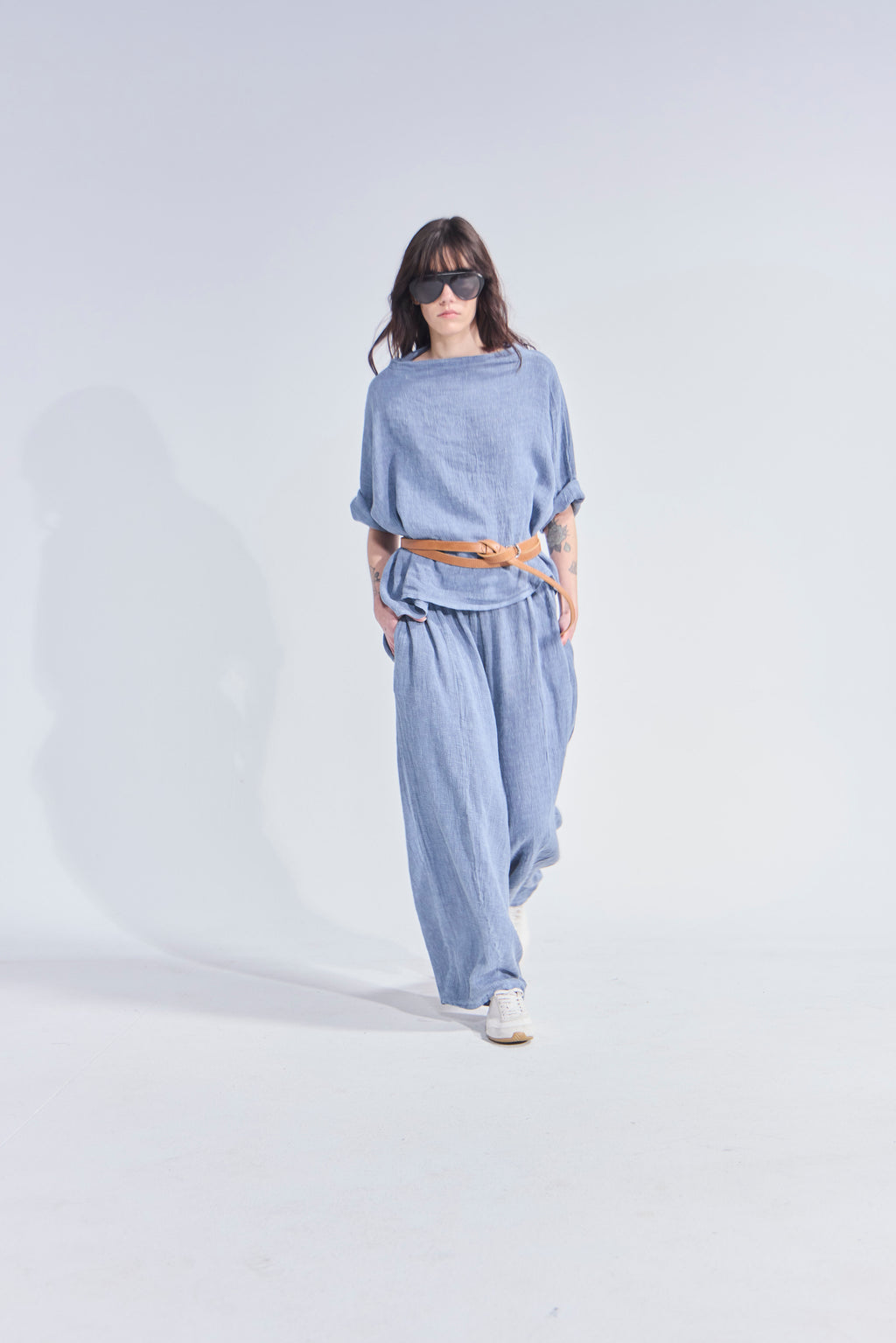 Pantalón Tendu Lino Azul Piedra