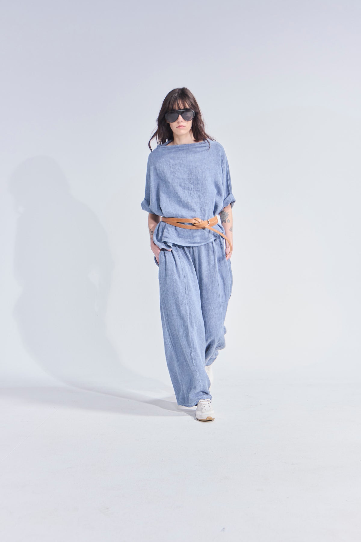 Pantalón Tendu Lino Azul Piedra
