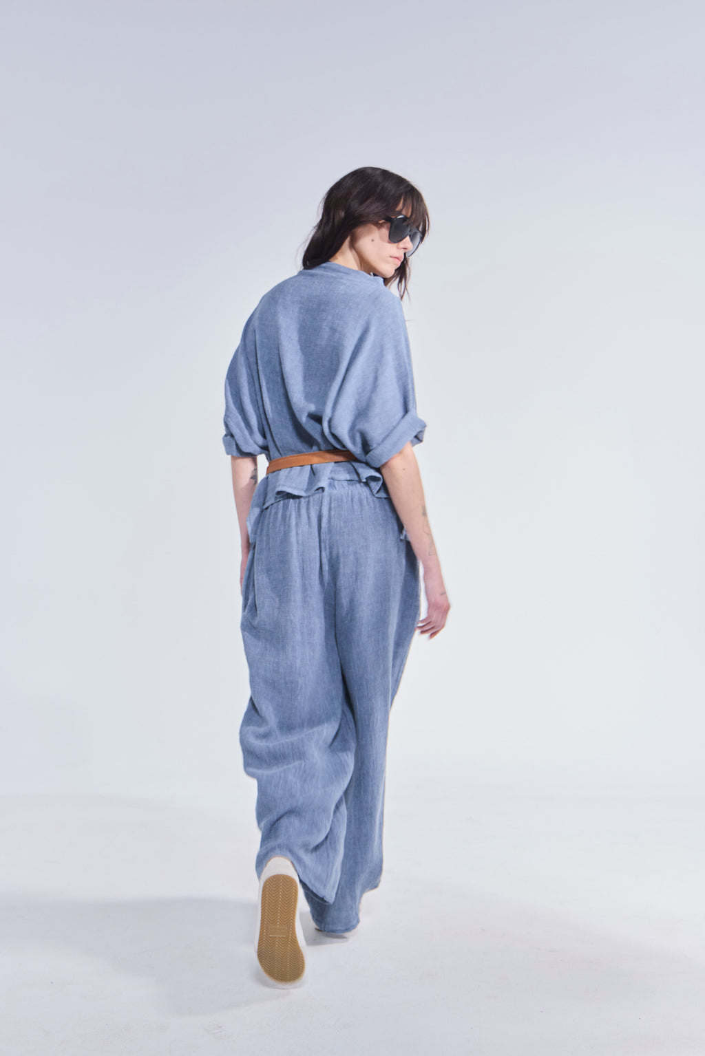 Pantalón Tendu Lino Azul Piedra