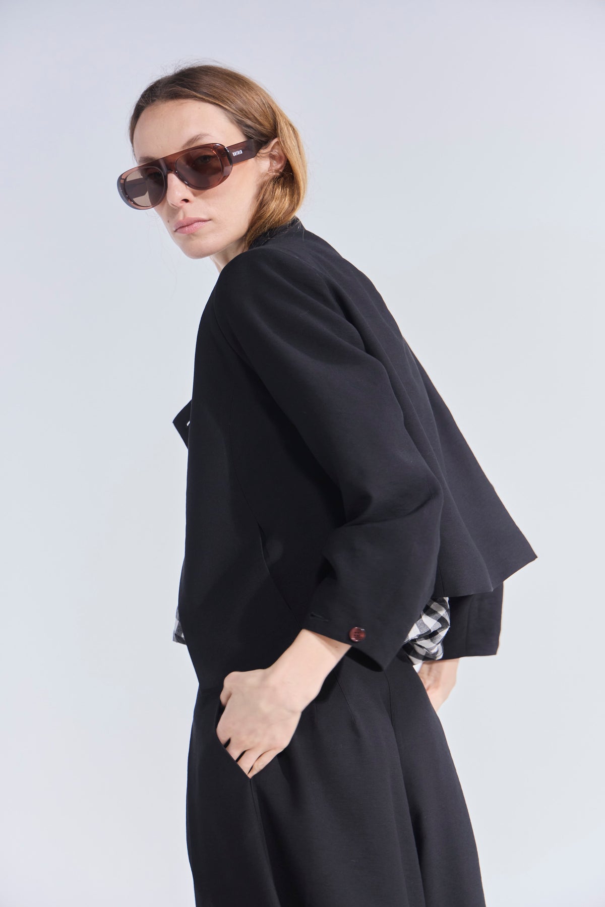 Chaqueta Blazer Deux Tencel Negro