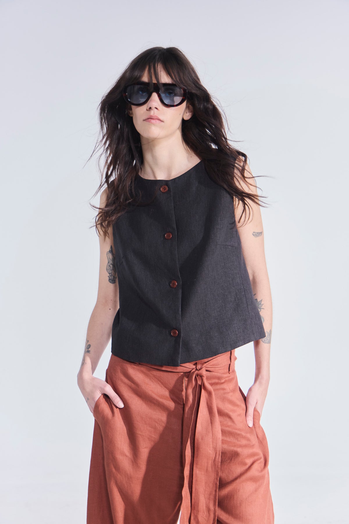 Pantalón Ameliore 100% Lino Terracota