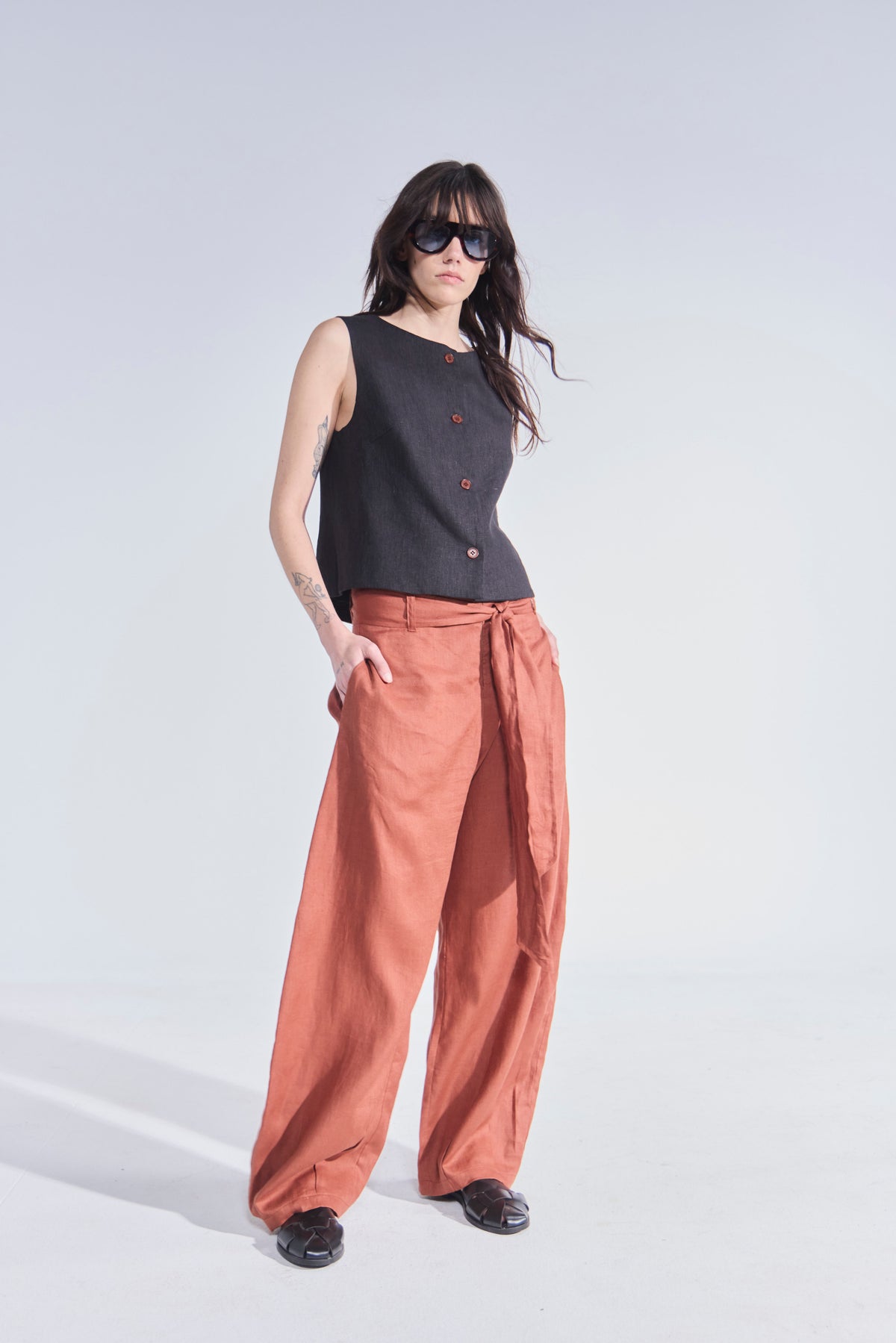 Pantalón Ameliore 100% Lino Terracota