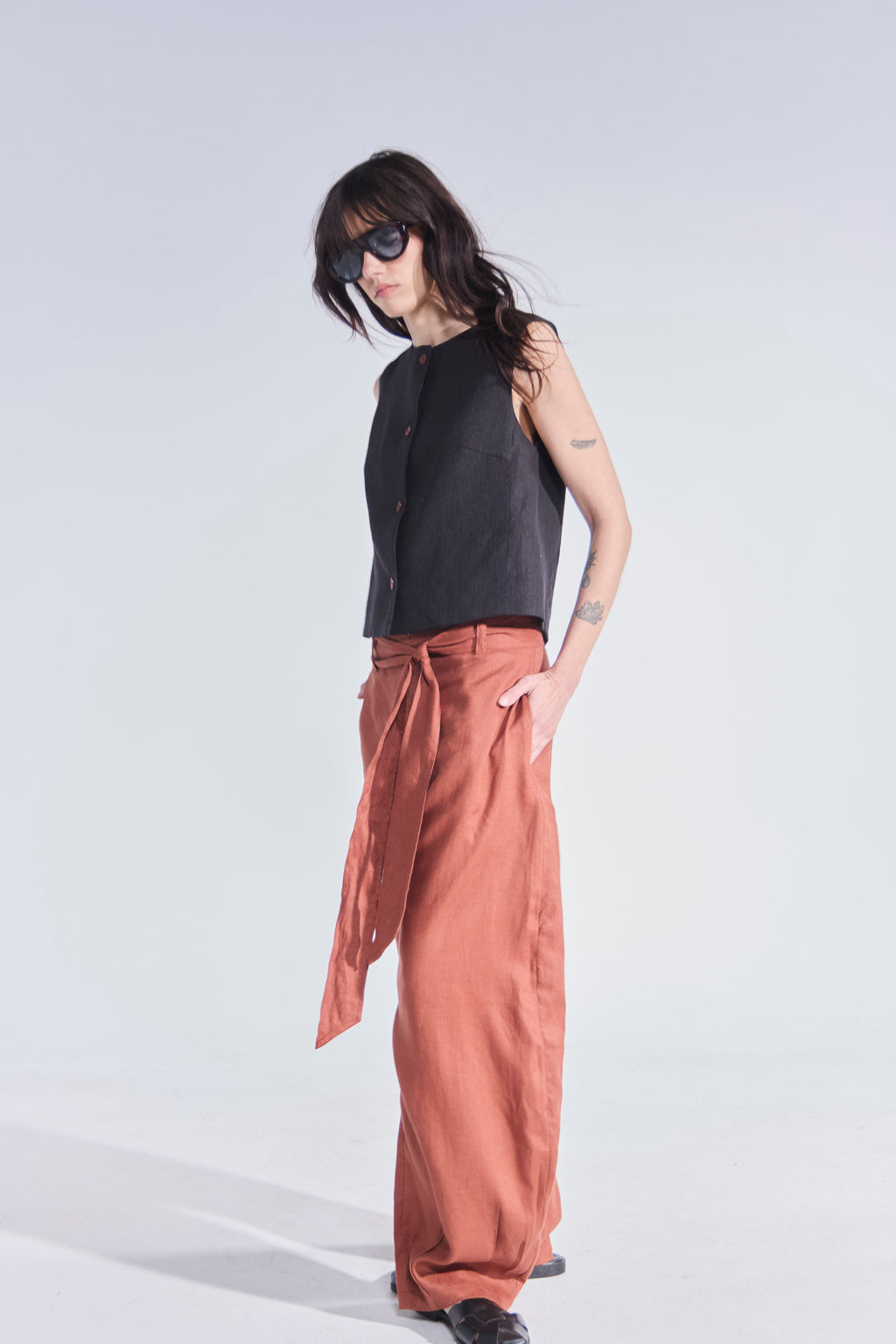 Pantalón Ameliore 100% Lino Terracota