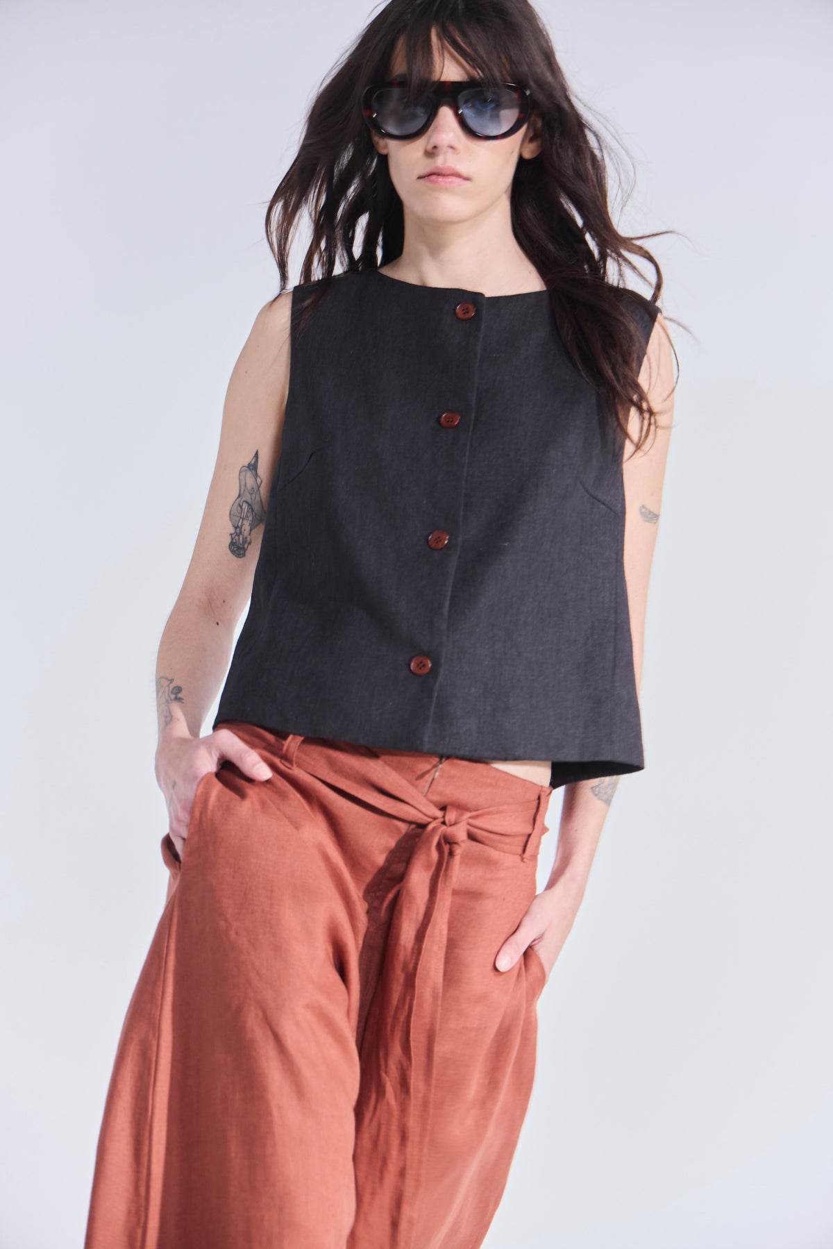 Pantalón Ameliore 100% Lino Terracota