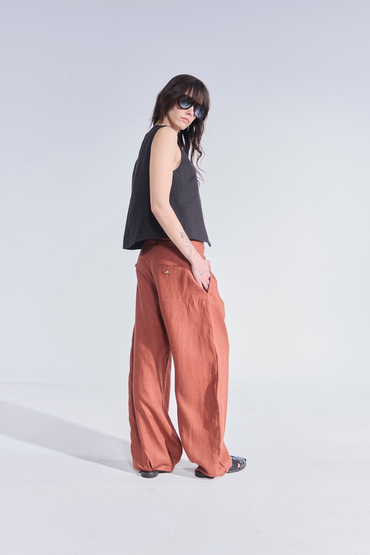 Pantalón Ameliore 100% Lino Terracota