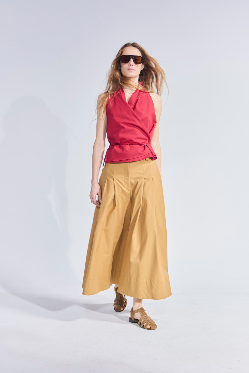 Falda Pantalón Riviera Gabardina Camel