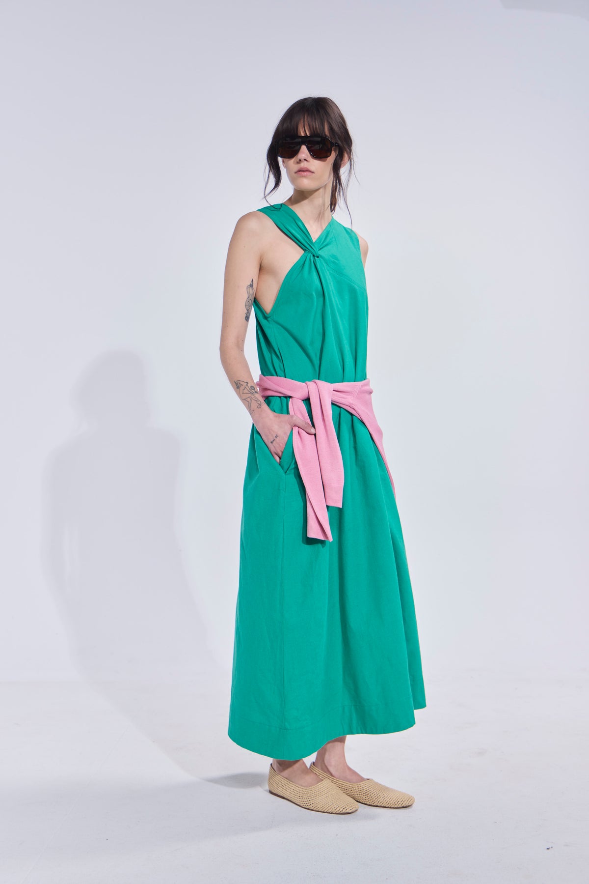 Vestido Croise Algodón Verde Esmeralda