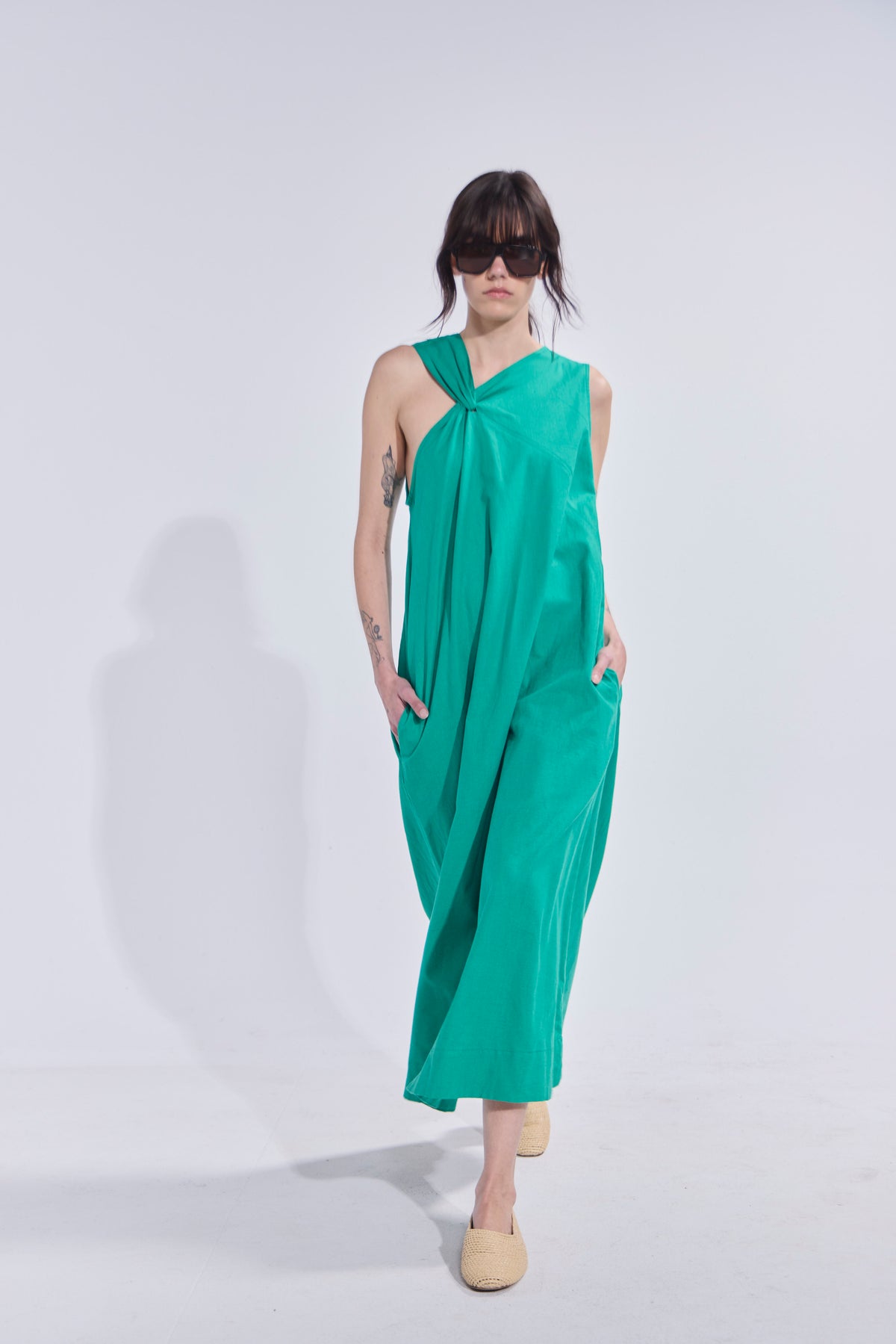 Vestido Croise Algodón Verde Esmeralda
