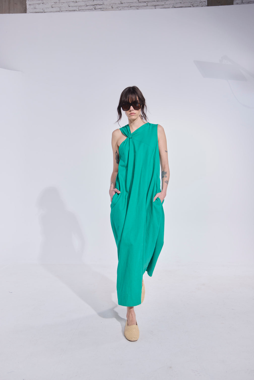 Vestido Croise Algodón Verde Esmeralda