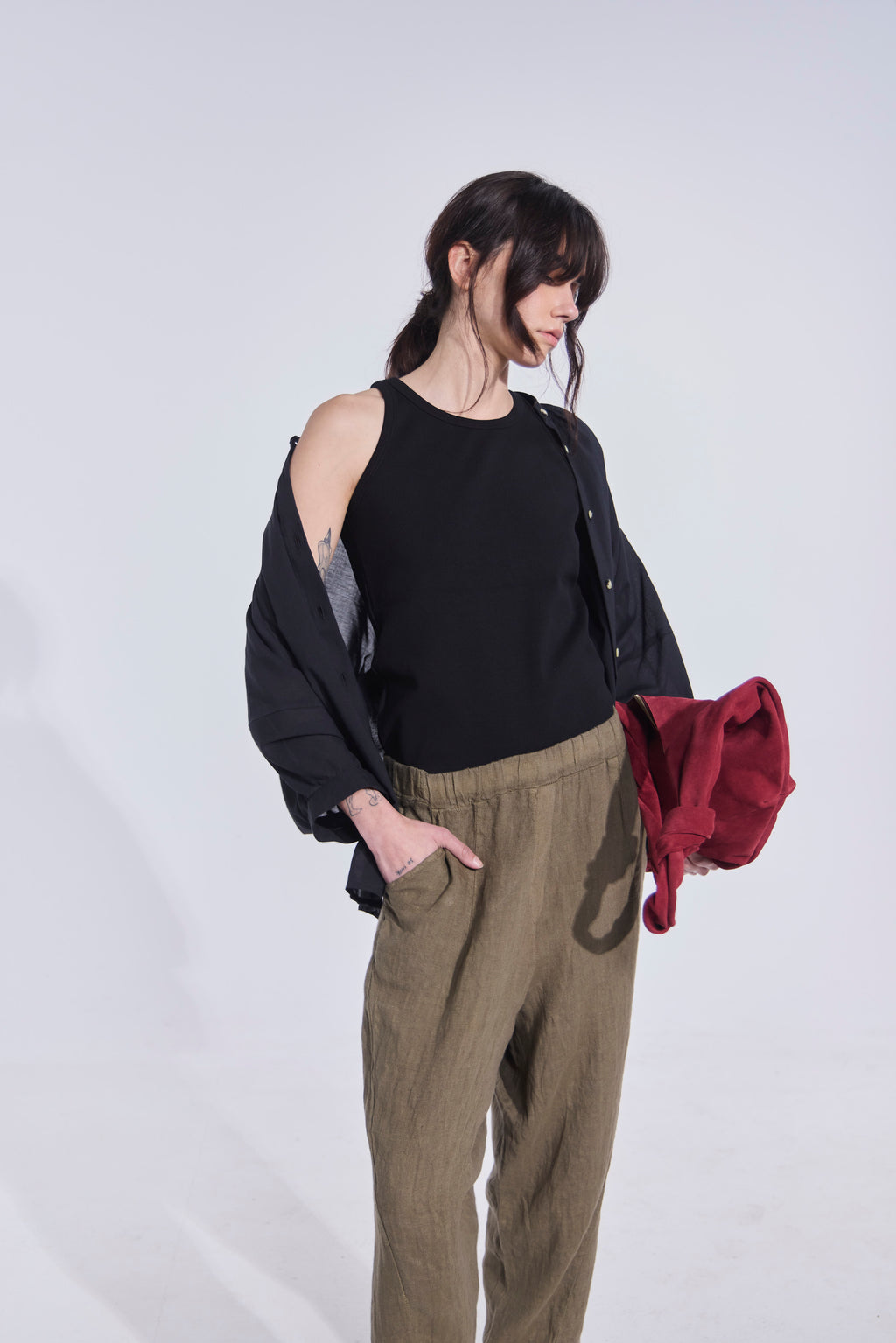Pantalón Noué 100% Lino Verde Musgo
