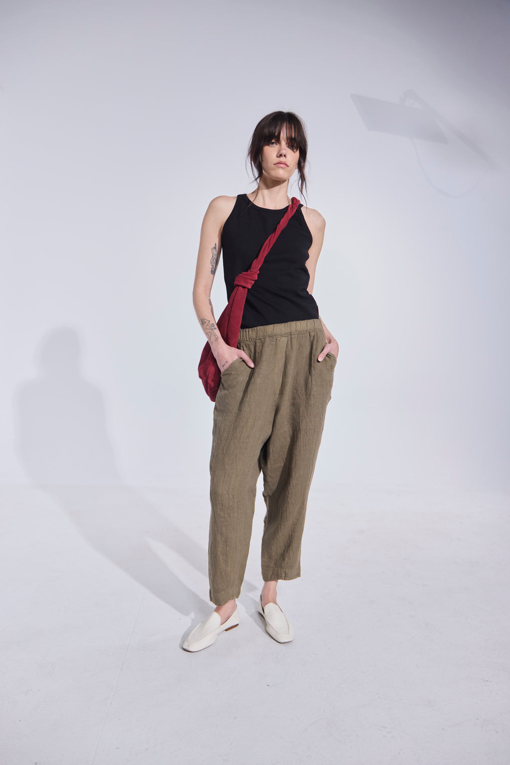 Pantalón Noué 100% Lino Verde Musgo