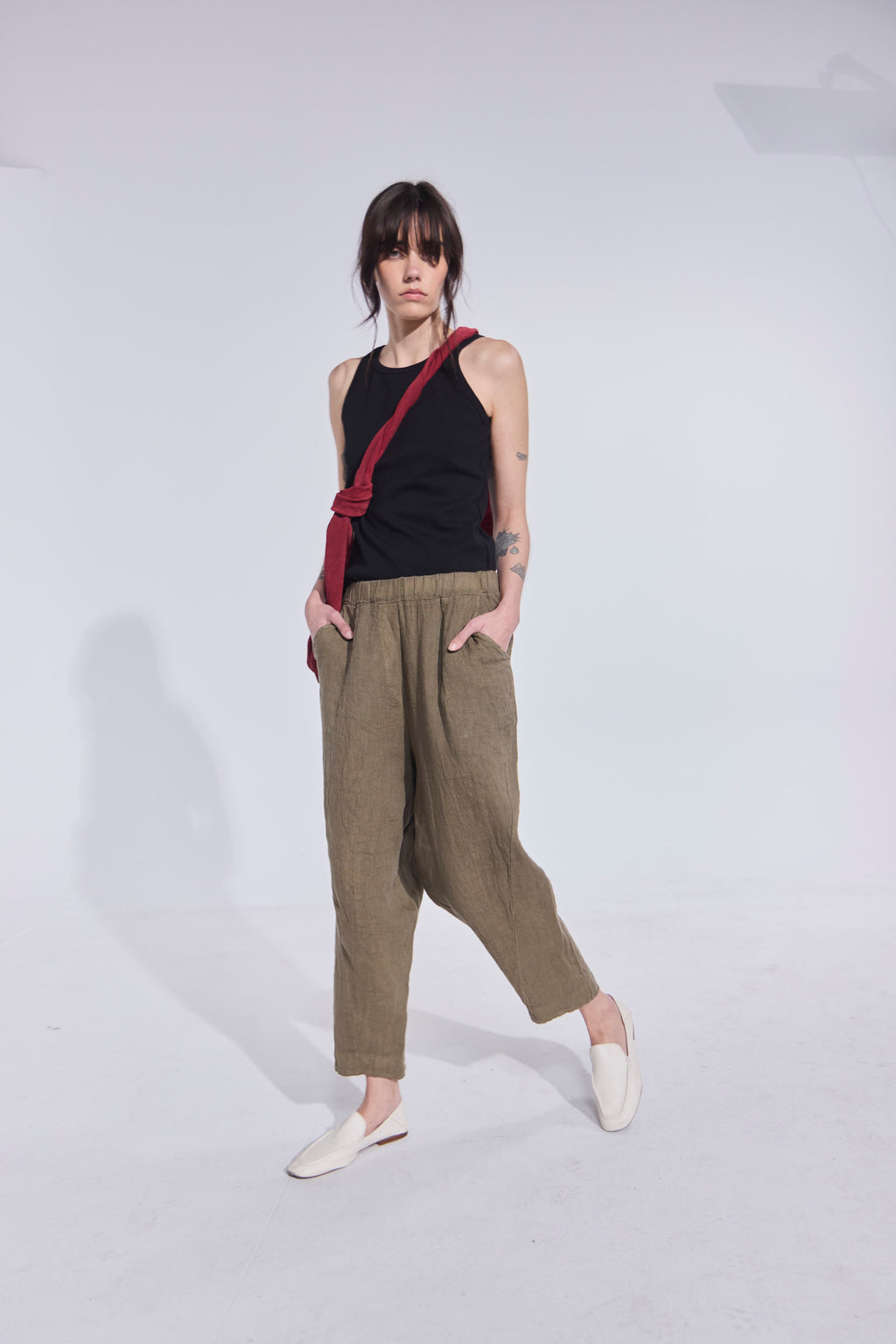 Pantalón Noué 100% Lino Verde Musgo