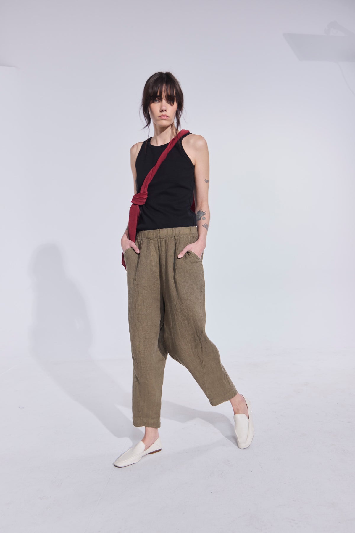 Pantalón Noué 100% Lino Verde Musgo