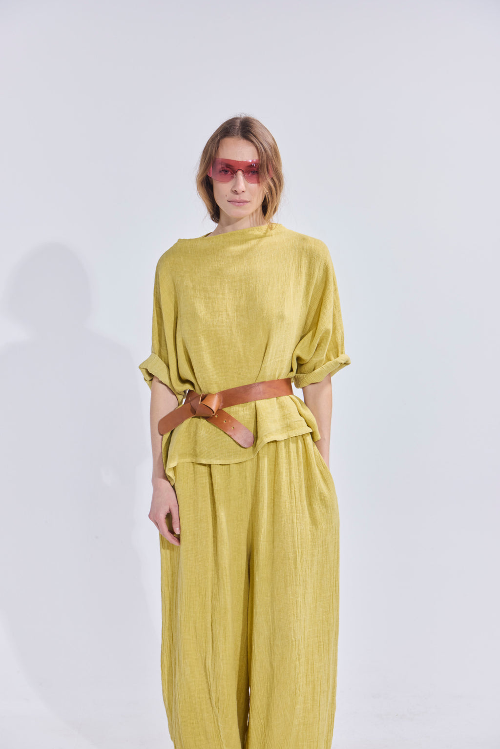 Pantalón Tendu Lino Amarillo