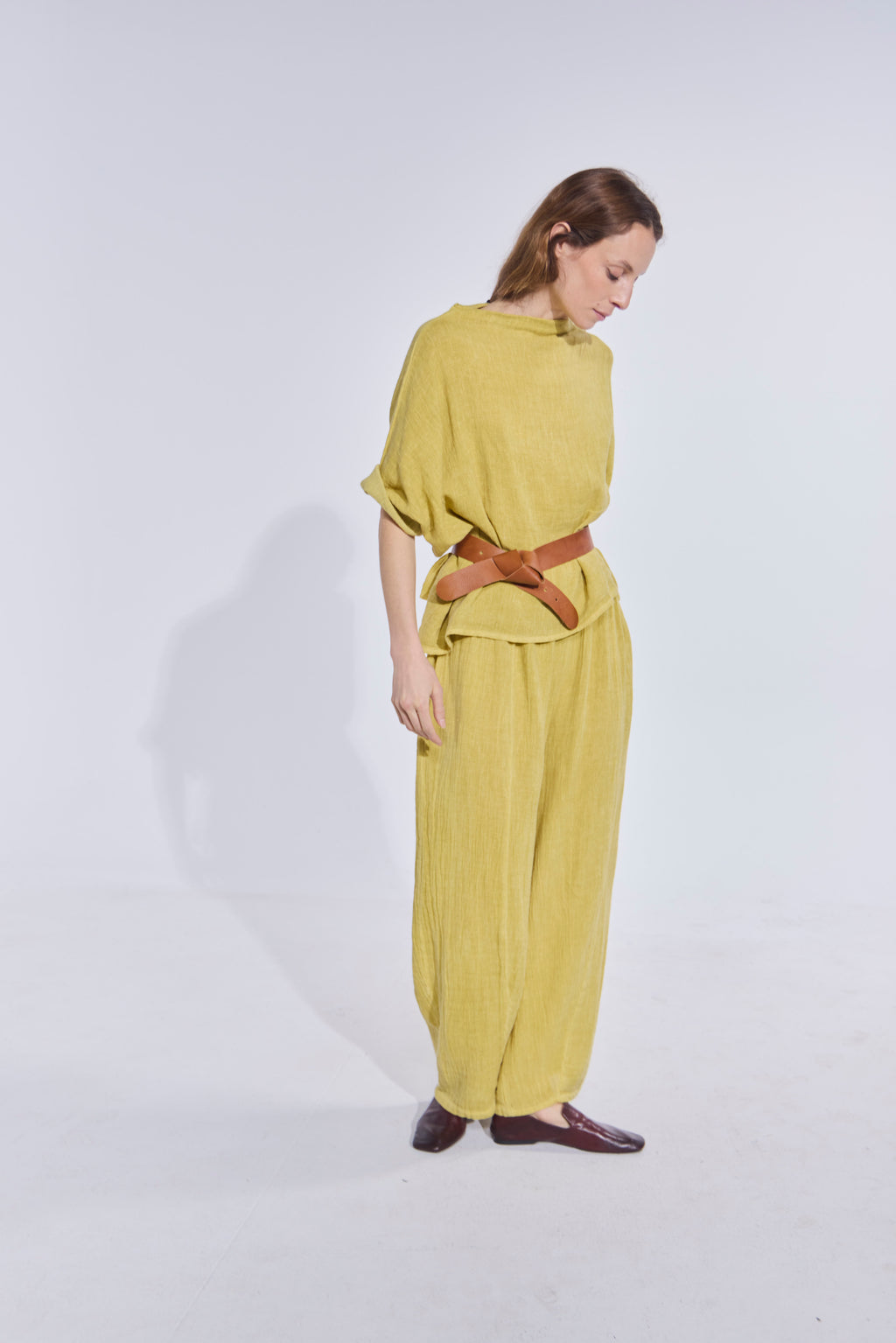 Pantalón Tendu Lino Amarillo